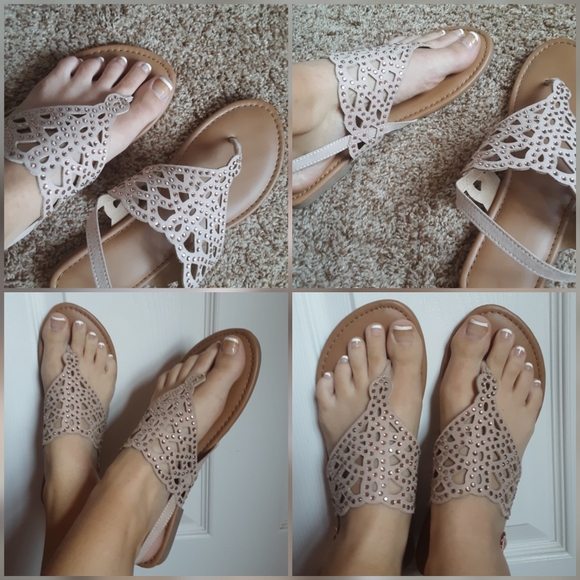 Traded 💖 Tan Rhinestone Sandals - Picture 6 of 6